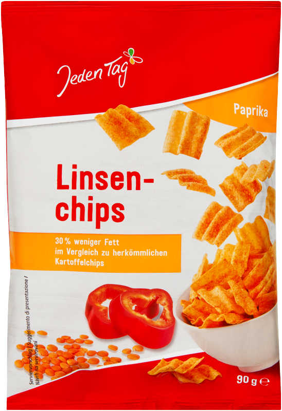 Rote-Linsen-Chips mit Cheddar-Käse-Geschmack 100 g